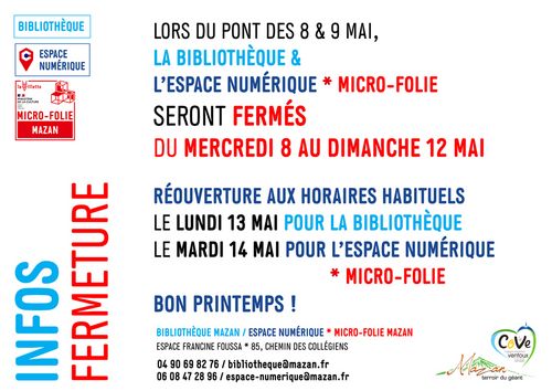 Bibliothèque & Espace Numérique *Micro-Folie :... Du 1 au 12 mai 2024